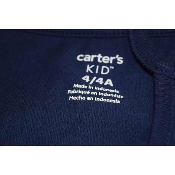 Carters Kid Girls Tank Blue Sz‎ 4 100% Cotton Graphic Tee Navy Pink Floral - Picture 5 of 6